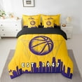 thumbnail image 4 of 7 Pcs Comforter Set Twin Size,Basketball Bed in a Bag with Flat Sheet and Fitted Sheet for Kids and Adults,Sports Bedding Set with Pillowcase and Sham,Los Angeles, 4 of 5