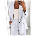 thumbnail image 2 of Dezsed Women's 2 Piece Outfit Casual Solid Open Front Blazer and Straight-Leg Pant Suits Set Business Office Lady Suits Sets White L, 2 of 5