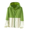 thumbnail image 3 of Eryao Sunscreen Jacket for Women Lightweight Classic Color Block Hooded Windbreaker 2024 Fall Plus Size Outdoor Workout Trench Coat with Pockets锛孏reen锛孡, 3 of 5