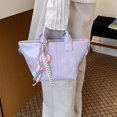 thumbnail image 4 of Hfppkn Purple PU Leather Tote Shoulder Bag, Solid Color Handbag for Women Daily Shopping Use, Purple 27.5x15x13cm, 4 of 7