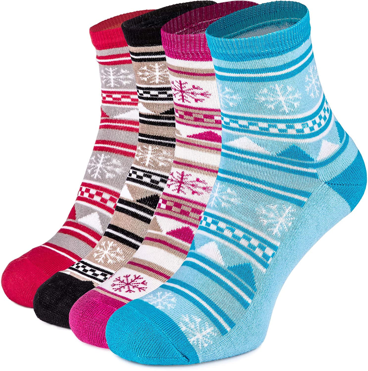 Women’s Cotton Cushioning Colorful Christmas Holiday Crew Socks 