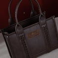 thumbnail image 5 of Wrangler Medium Tote Bag for Women Designer Satchel Handbags Top-handle Purses with Strap, Patchwork-Coffee, 5 of 7