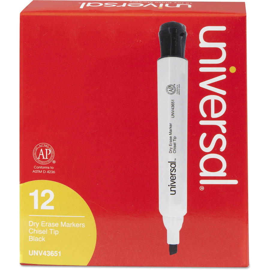 2 Pack Universal Dry Erase Marker Chisel Tip Black Dozen UNV43651 2-pack-universal-dry-erase-marker-chisel-tip-black-dozen-unv43651