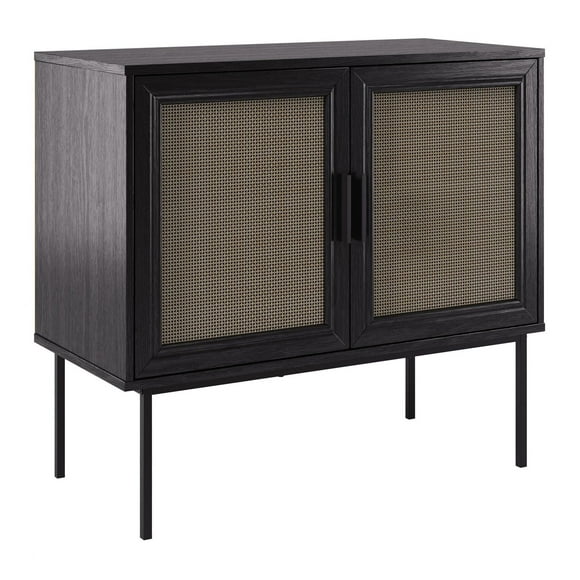 Emmett Premium Faux Wood Versatile Compact Sideboard Buffet with Lattice Doors