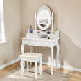thumbnail image 2 of Hassch Makeup Vanity Table with Lighted Mirror and Cushioned Stool, Modern Dressing Table with 4 Drawers, Easy Assembly, White, 2 of 7