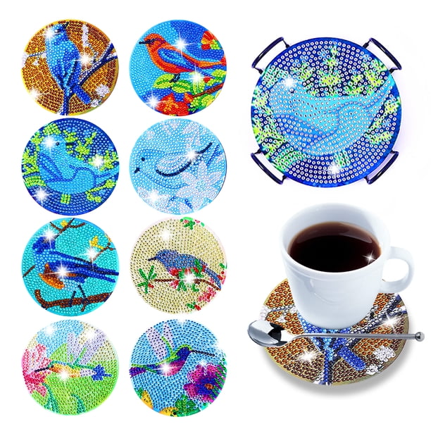 Cuadros Decorativos Bricolaje Likrtyny diamantes pintura posavasos Woody pájaros al aire libre con estante