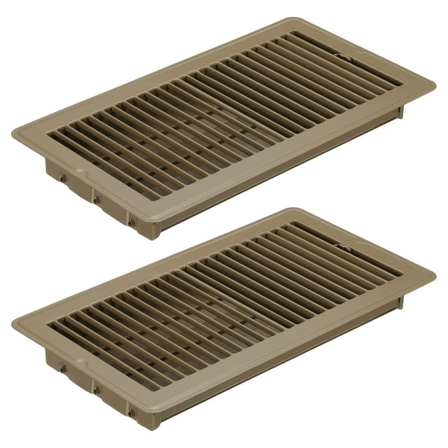 Uxcell Registro de Piso de 12 x 6 Pulgadas, 2pcs Cubierta de Ventilación de Aire de Alta Resistencia, Rejillas de Piso Ajustables, Marrón