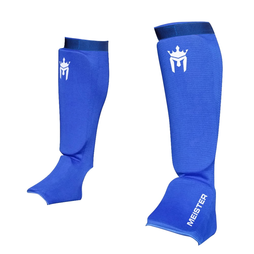 Meister Elastic Cloth Shin & Instep Padded Guards (Pair) Blue Large