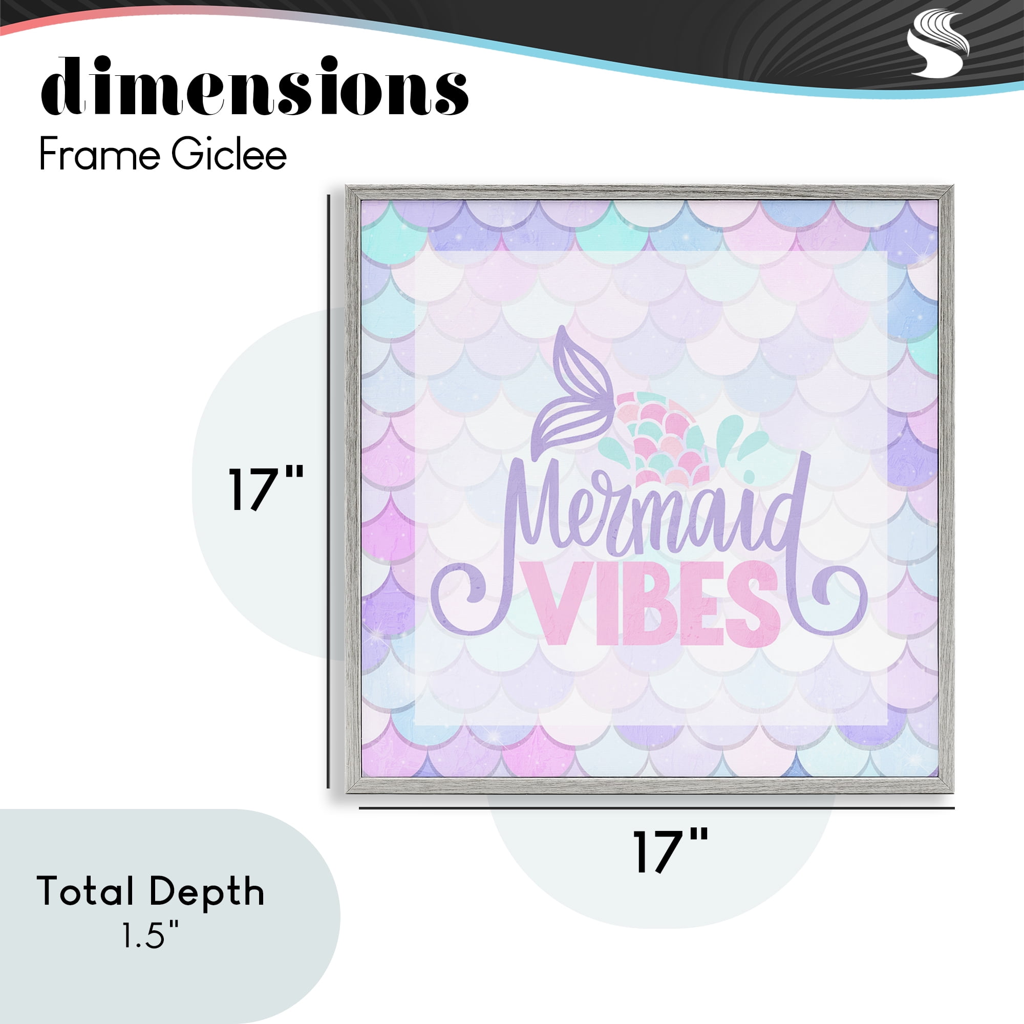 Pastel Mermaid Vibes Gray Framed Giclee Art, design by Kim Allen