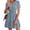 Light Blue, variant on PWPSG Women's Notch Neck Puff Sleeve Mini Dress, Striped Texture, Tiered Skirt for Town Strolls Beige M
