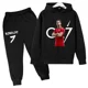 thumbnail image 4 of Conjunto de 2 piezas de sudadera con capucha y pantalones con estampado de ídolo de fútbol Cr7 para niños de 3 a 13 años, ropa informal para bebés, 4 of 5