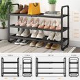 thumbnail image 3 of Shoe Rack - Expandable Shoe Organizer for Closet, Adjustable Metal Shoe Shelf Storage, Stackable Long Shoe Stand Holder for Garage, Entryway, Door Entrance (Black, 3-Tier), 3 of 8