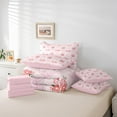 thumbnail image 5 of Manfei Girly Pink Bowknot Twin Bedding Sets 7-Piece for Kids, Rustic Groovy Floral Bedding Comforter Set, Princess Cartoon Theme Reversible Sheet Sets, Super Cozy Room Decor, 5 of 7