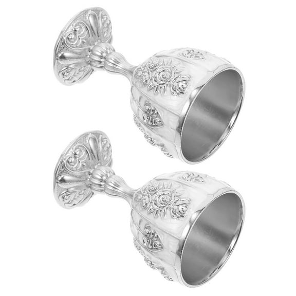 Soimiss 2Pcs cate Silver Wine Cups Zinc Alloy Wine Goblets for Home