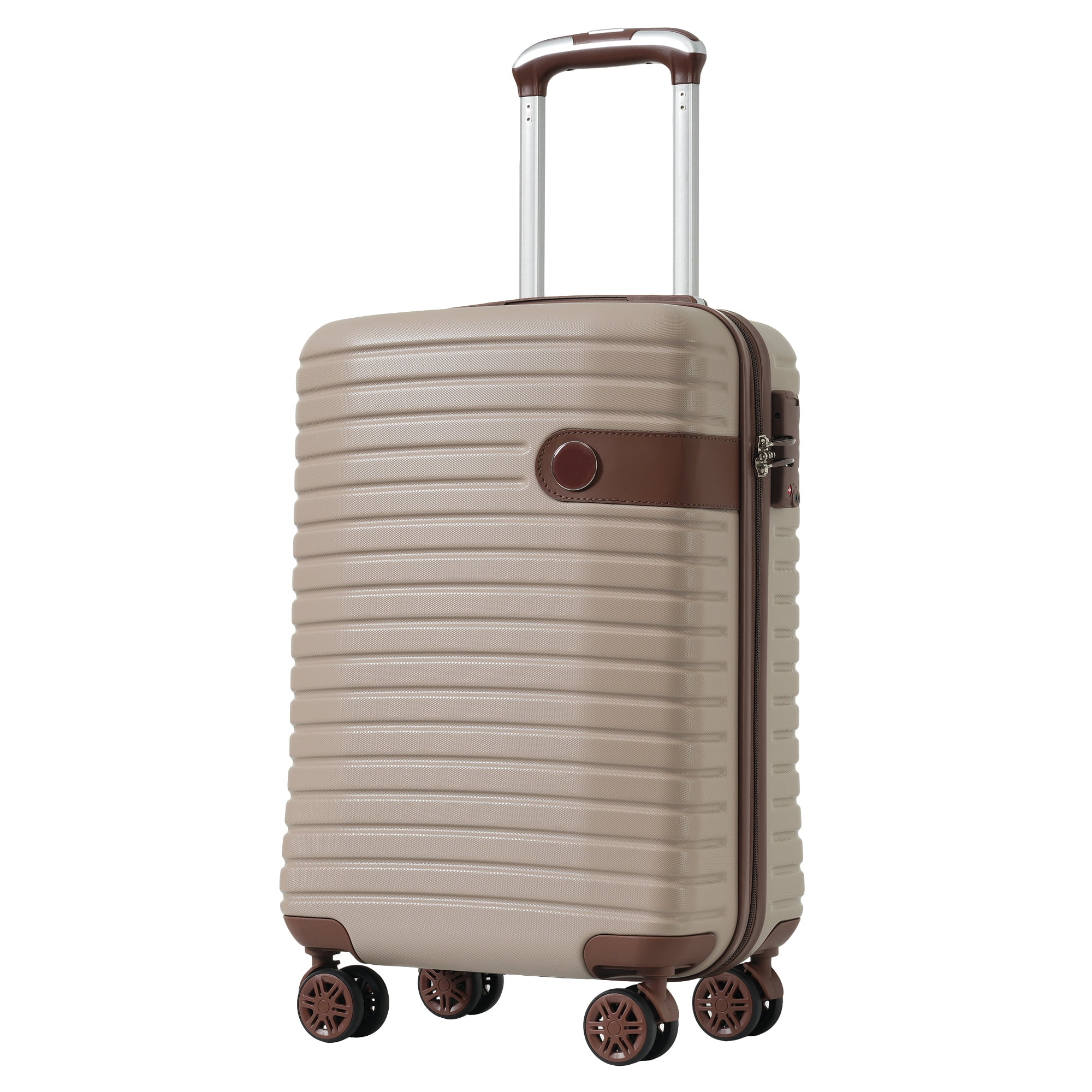 imerelez Luggage Sets 3 Piece Carry on Luggage 22x14x9 Airline Approved, Lightweight Hardshell ABS Suitcases with Wheels, 20 inch, Khaki