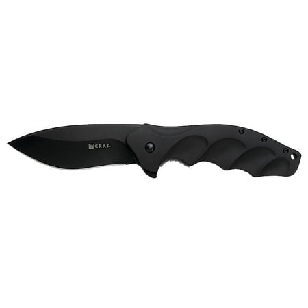 - CRKT Foresight K220KKP Folding Knife with Black Ti-Nitride Coated AUS 8 Stainless Steel Plain Edge Blade with Grooved Aluminum Handle and Locking Liner