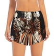 thumbnail image 2 of Picia Whimsical Halloween Skeletons Pattern Women's 2 in 1 Athletic Running Shorts High Waisted Workout Casual Gym Sweat Shorts with Comfy Liner Zipper Pockets-Large, 2 of 9