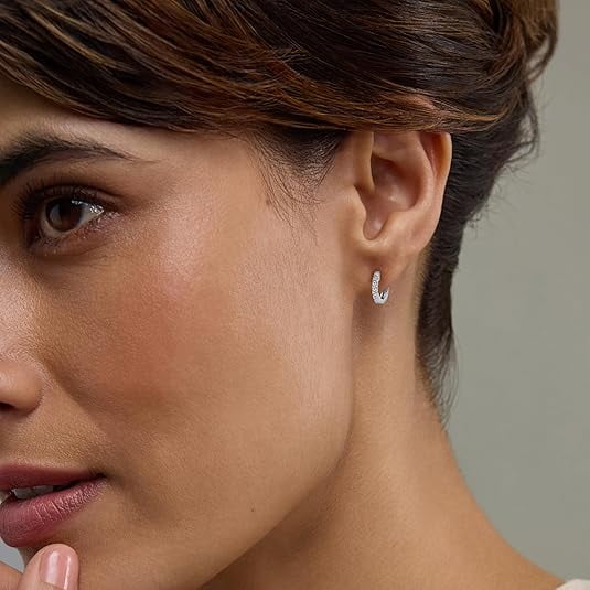 Unique Moments 0.25 Carat Lab Grown Diamond Huggie Hoop Earrings for Women in Sterling Silver (G+/SI)