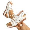 thumbnail image 5 of NexTorq Women’s Cutout Lace-Up Wedge Roman Sandals, Closed Toe Adjustable Comfort Shoes, Lightweight Summer Footwear, Casual & Outdoor Wear, White, 8.5, 5 of 5