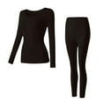 thumbnail image 5 of ibiyuan Thermal Underwear for Women Long Johns with Lined Long Sleeve Shirt Legging Lounge Set Cold Weather Top Bottom,Black, 5 of 5