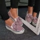 thumbnail image 4 of Zapatillas de deporte sin cordones a la moda para mujer, brillo de diamantes de imitación para mujer, mocasines de plataforma lindos zapatos planos informales con lazo para niñas Wmkox8yii  ahfdhkah678, 4 of 8