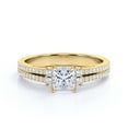 thumbnail image 3 of JeenMata Stunning 0.58 Carat Princess Cut Moissanite - Pave Ring - Antique Ring - Double Band Engagement Ring - 18K Yellow Gold over Silver, 3 of 7
