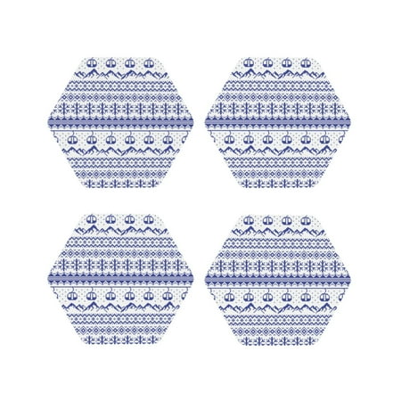 

Honeii Abstract Gondola Snowflake Print Leather Coaster Set of 4 Ideal for Safeguarding Your Furniture from Drinks Spills and Effortless Cleanup-Hexagon