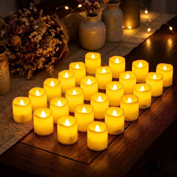 DAYBETTER Flameless Candles 24 Pack, Warm White LED Candles, Realistic Glow Decorative Lights for Weddings, Parties, Holidays & Home Decor
