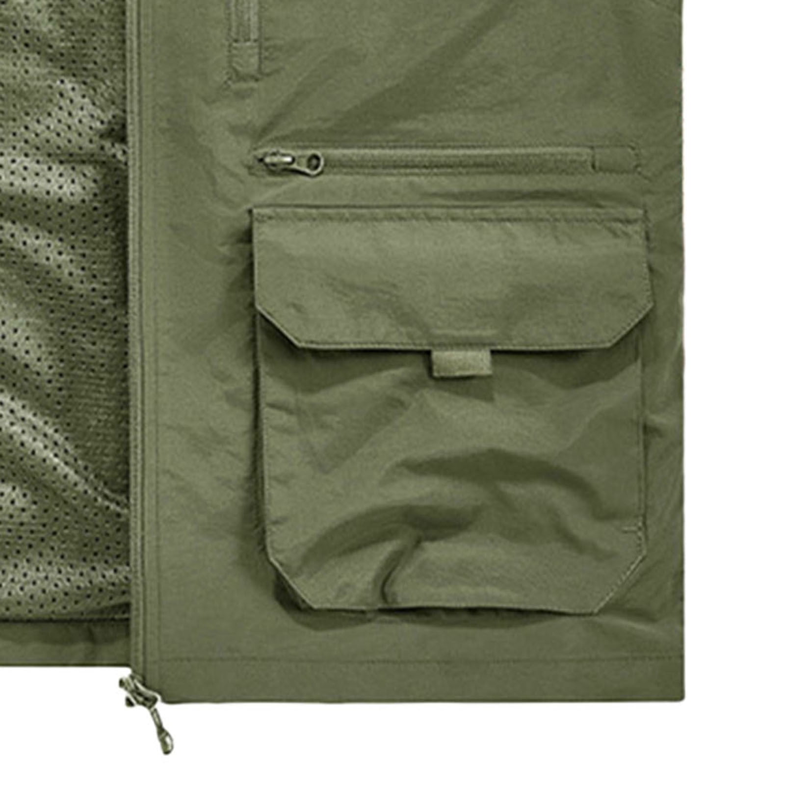 Zedker Vest for Men Lightweight Soft shell Outerwear Zip Up Golf Running Sleeveless Vest With Pockets for Hiking Travel Green XXL