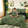 thumbnail image 3 of meiyoeat Green Skeleton Dinosaur Full Size Bedding Sets for Boys, Camouflage Bone Full Size Bed in a Bag, Olive, Black Reversible, 7pcs, 3 of 5