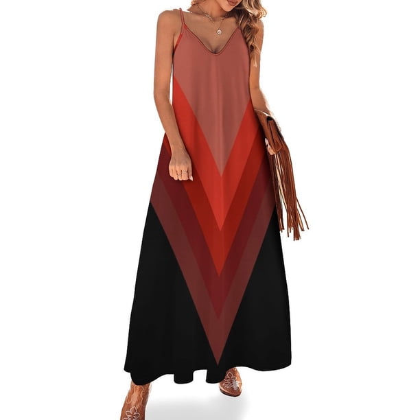 Vestido sin mangas con triángulos y flechas en tonos rojos Vestidos de mujer Vestidos de verano elegantes para mujer en oferta