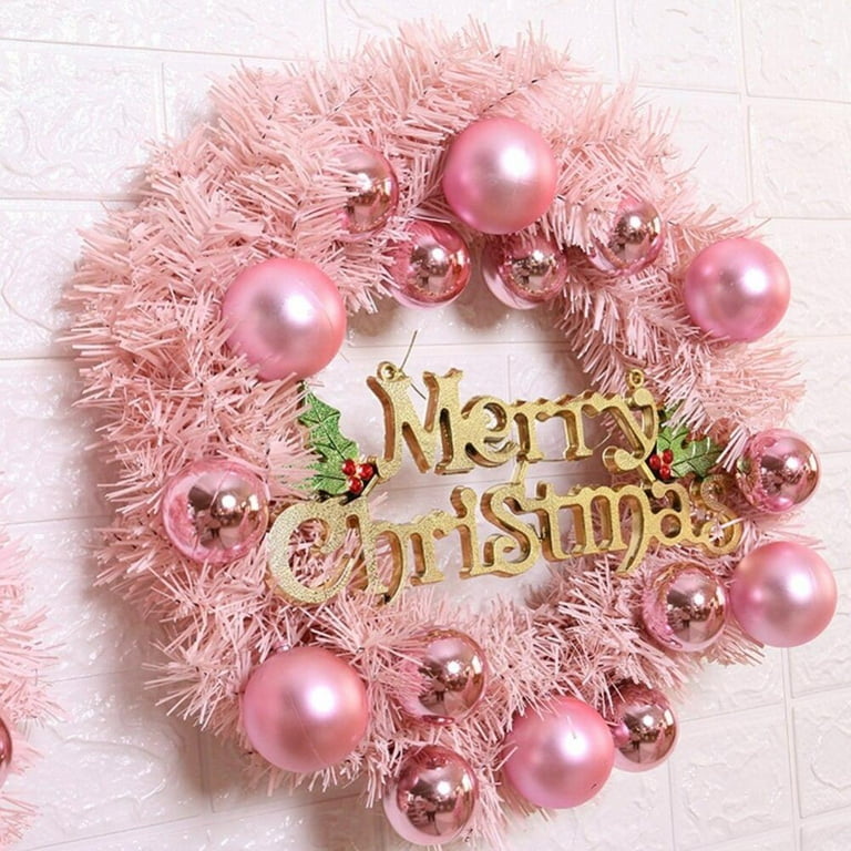 Pink Pearl Garland for Christmas Tree Unique Ceramic Pendant Christmas  Scene Ornament Ceramic Christmas Wreath with Lights