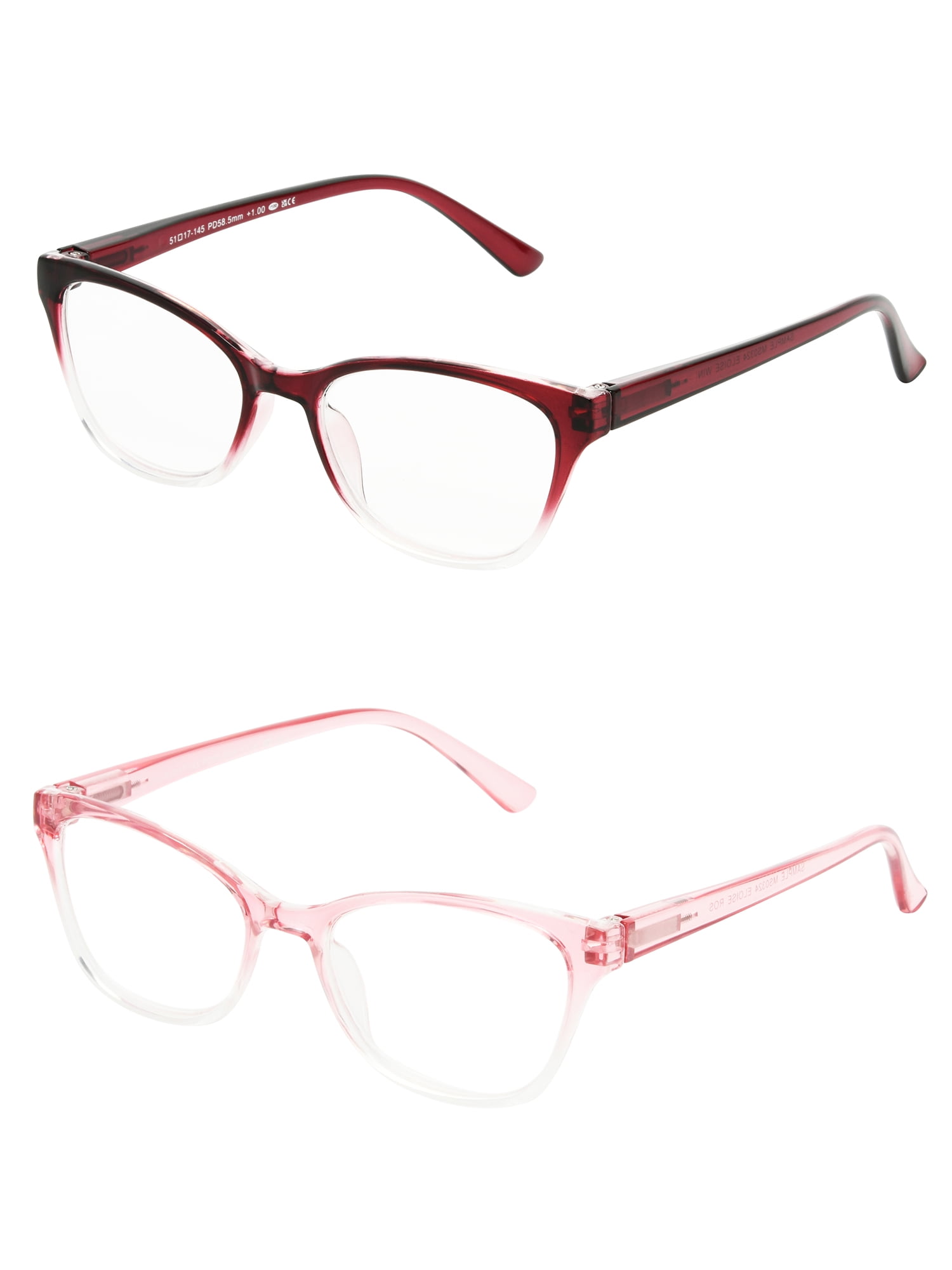 Foster Grant Pink Cat Eye Reading Glasses - Walmart.com display picture 3