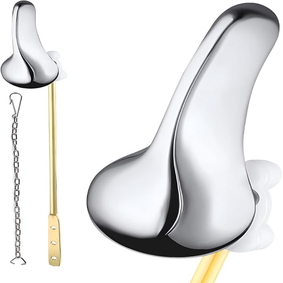 HIBIBUD Toilet Handle Replacement Kit - Front Mount Copper Toilet Tank Flush Trip Lever Brass Flusher Arm All Metal Toilet Repair Part with Zinc Alloy Handle,Stainless Steel Flapper Chain & Nut