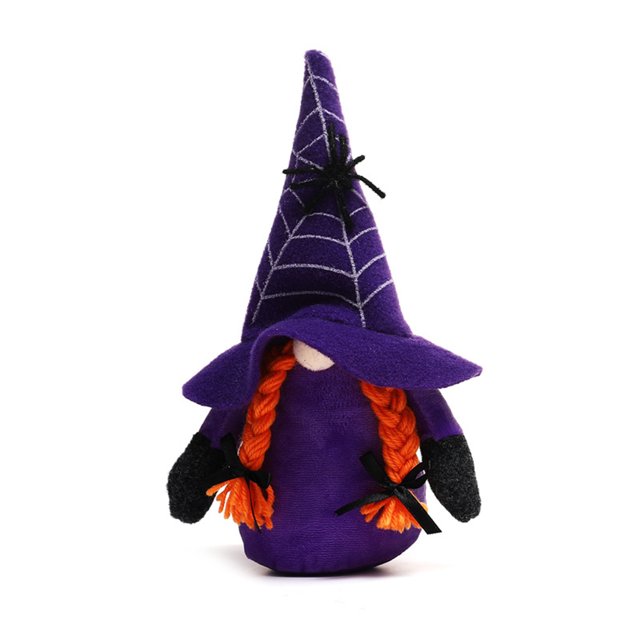 Gnomo de peluche Decoración de Halloween Adorno de escritorio Decoraciones para el hogar Horno Calcomanía Dulce Festival Accesorios Suministros Kits de decoración para fiestas patrón de trenza Inteprter HA070506-02