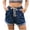 A-Blue920, variant on XIAONU Rolled Hem Denim Shorts for Women Drawstring Waist Side Pockets Casual Wear Shorts