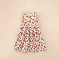 thumbnail image 5 of Spazoro Toddler Girls Midi Dresses, Sleeveless Crew Neck A-Line Cute Print Casual Summer Dresses for Girls Beige Size 7-8, 5 of 6