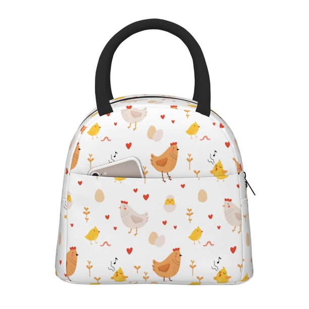 Balery Funny Chicken Bolsa de Almuerzo para Mujeres, Caja de Almuerzo, Bolsa de Almuerzo Pequeña Impermeable, Tote de Almuerzo Reutilizable con Gran Capacidad