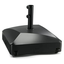 Umbrella Base, Fillable Mobile Patio Umbrella Stand - Heavy Duty Windproof 125lbs, 4 Wheels, 2 Locks, Black - Fits 6-12ft Umbrellas 1.5-1.9in Pole