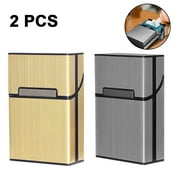 Brushed Aluminum Cigarette Case, Hard Box and Holder with Solid Magnetic Flip Top Closure