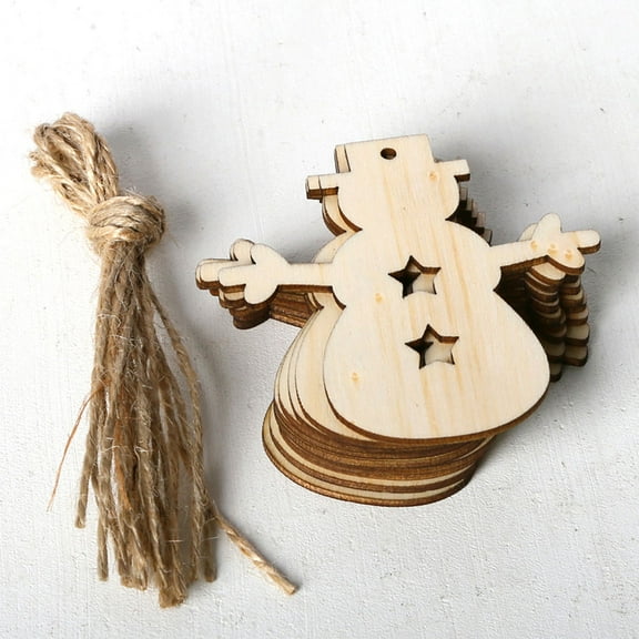 SOPOTUTU 10Pcs Wood Snowman Cutout Beige Color For Diy Christmas Decor