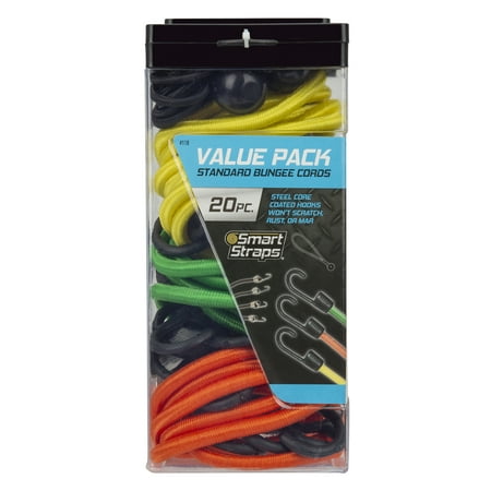 SmartStraps Standard Bungee Strap Assorted Value Pack, 117, Light Duty, 20 Pieces