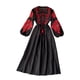 thumbnail image 2 of Vestido Bohemio Jinwen Manga Larga Suelto Informal Cuello Redondo Algodón Lino Negro, 2 of 8