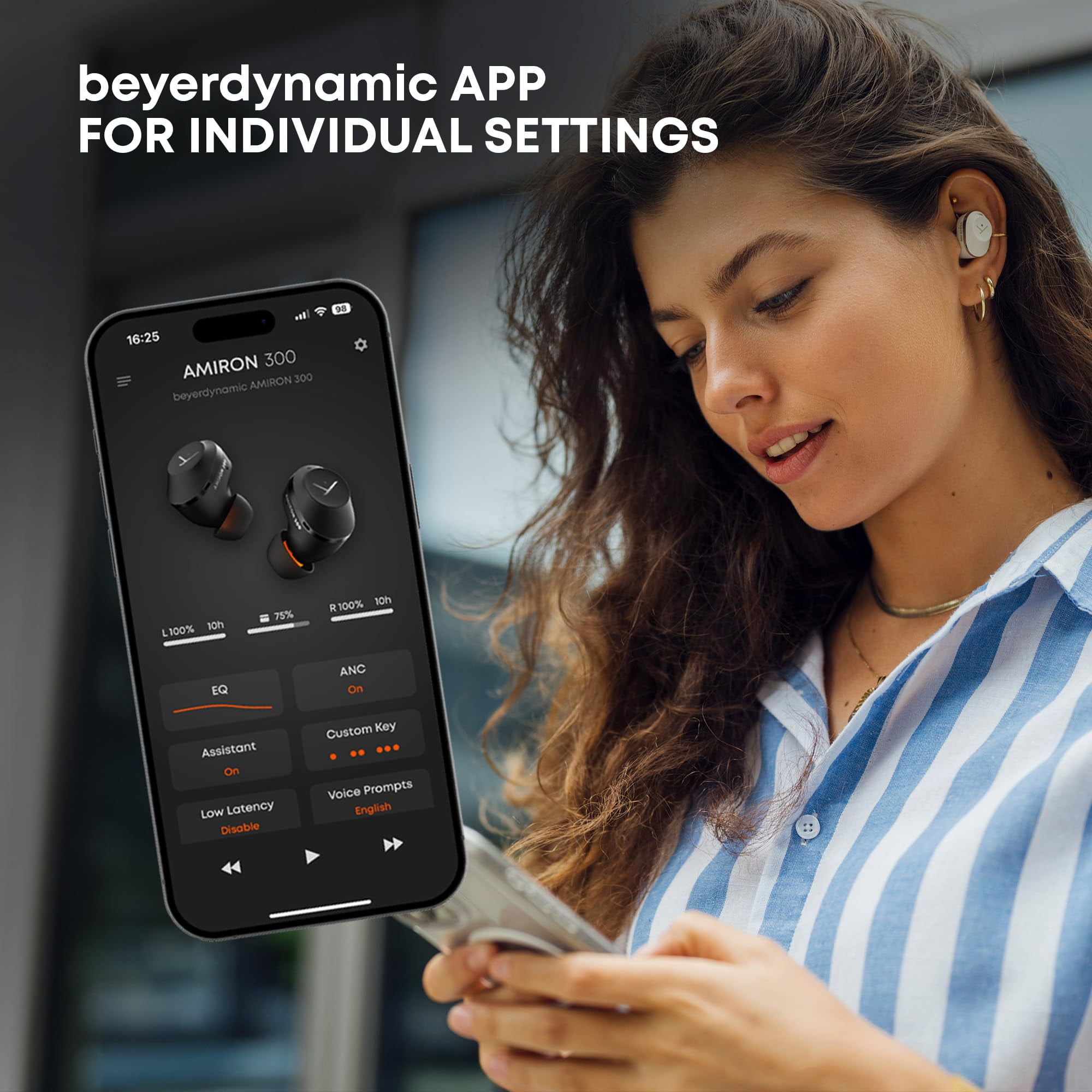 beyerdynamic Amiron 300 True Wireless Noise Cancelling Earbuds, Multipoint Bluetooth® 5.3 with Active Noise Cancellation, up to 10 Hours of Battery Runtime, Cream