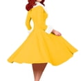thumbnail image 6 of NSLGXD Women Elegant Christmas Dresses V Neck Fleece Collar 1950s Vintage Midi Swing Dress Casual Xmas A Line Party Holiday Dresses, 6 of 8