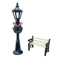 thumbnail image 1 of 2 uds Mini luz de calle modelo lámpara poste luz banco de madera en miniaturl aire libre accesorios de decoración de jardín Baoblaze Lámpara de casa de muñecas, 1 of 6