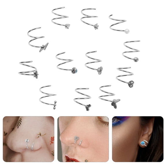BESTYASH 12Pcs Double Hoop Earrings Nose Piercing Jewellery Stainless Steel for Women Daily Wear