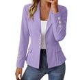 thumbnail image 2 of Chiccall Fitted Waist Long Sleeve Blazer Jacket for Women Solid Notched Collar Button Open Front Peplum Suit Coat with Pockets, 2 of 6