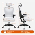 thumbnail image 3 of GASEE Ergonomic Office Chair, 400 LBS Computer Chairs with Adjustable Lumbar Support, Breathable Mesh Desk Chair Ergonomic with Thickened Cushion, Comfy Home Office Desk Chair,White, 3 of 10