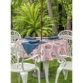 thumbnail image 2 of Outdoor Tablecloth with Umbrella Hole and Zipper, Vintage Flower Pattern Round Table Cloth 60 Inch Waterproof Tablecloth, Spring Floral Leaves Plants Pink Picnic Table Cover for Patio Camping, 2 of 7